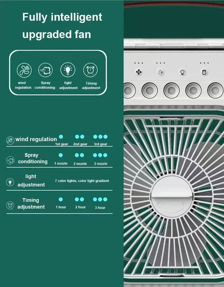 3-in-1 Mini Air Cooler Fan – Portable Household Air Conditioner with LED Night Light, Humidifier, and Adjustable Air for Home &amp; Office |
