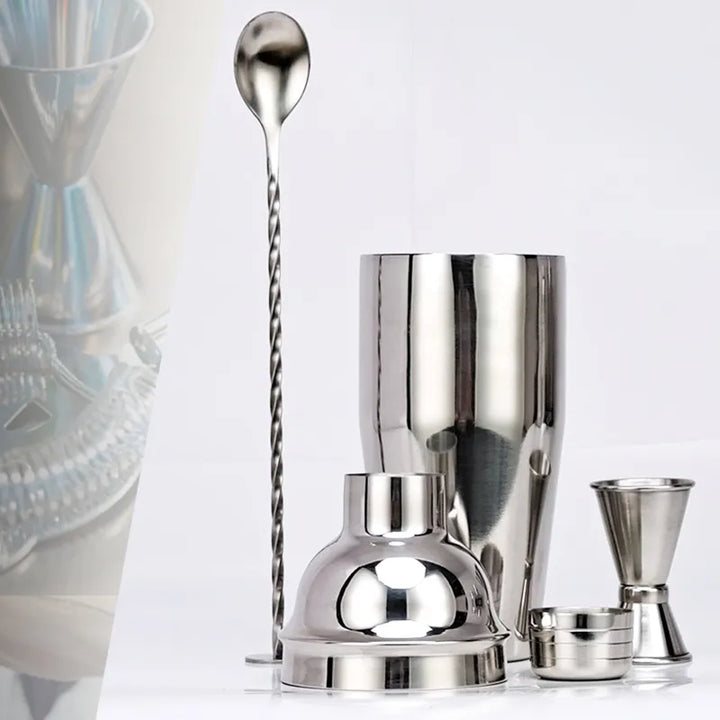 BowLift | 550 ml/750 ml Stainless Steel Cocktail Shaker Mixer Drink Bartender Set Bar Set Tools With Wine Rack Stand Tool for Birthday Gift