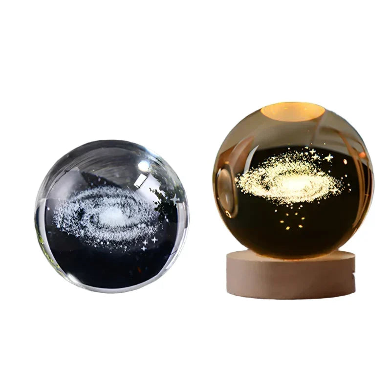 3D Crystal Night Light LED - Starry Sky Projector with Wooden Base, Romantic Lighting for Bedroom &amp; Gifts |