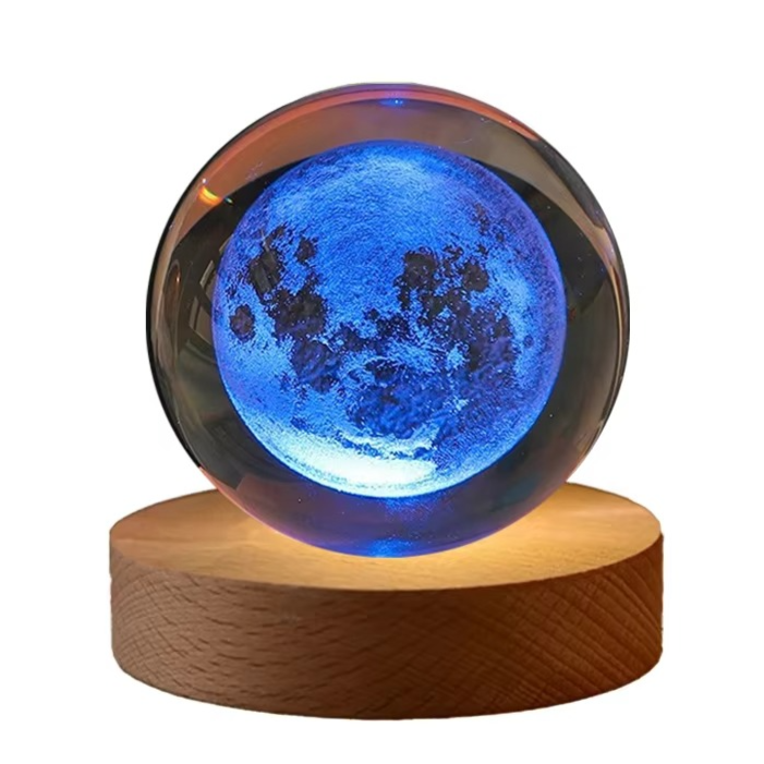 2.36 in RGB Crystal Ball Night Light with Milky Way and Moon - Cosmos-Inspired Bedside Decoration