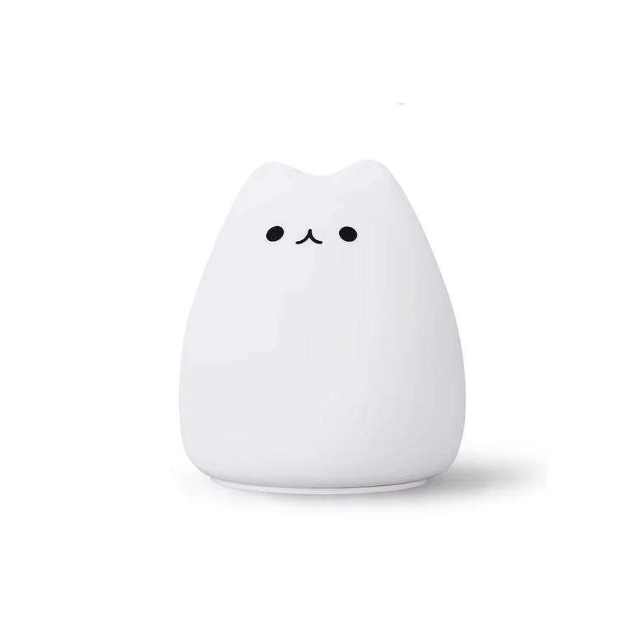 Charming Cat Silicone Night Light with 7-colour Touch Sensor