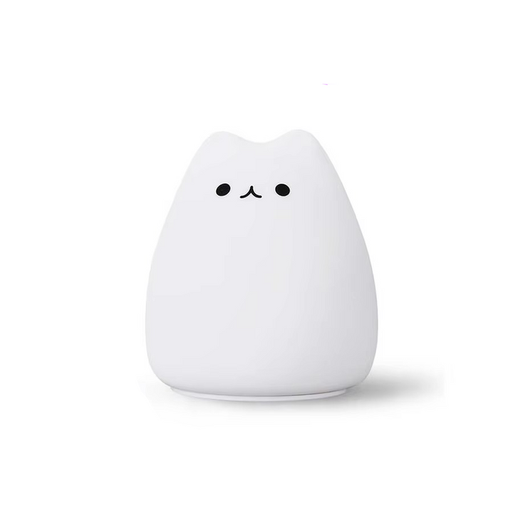 Charming Cat Silicone Night Light with 7-colour Touch Sensor