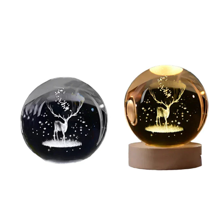 3D Crystal Night Light LED - Starry Sky Projector with Wooden Base, Romantic Lighting for Bedroom &amp; Gifts |