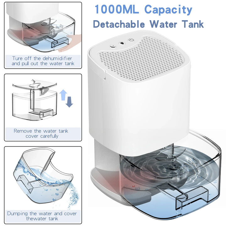 1000ml Portable 2-in-1 Dehumidifier with Air Filter &amp; Night Light – Aveline