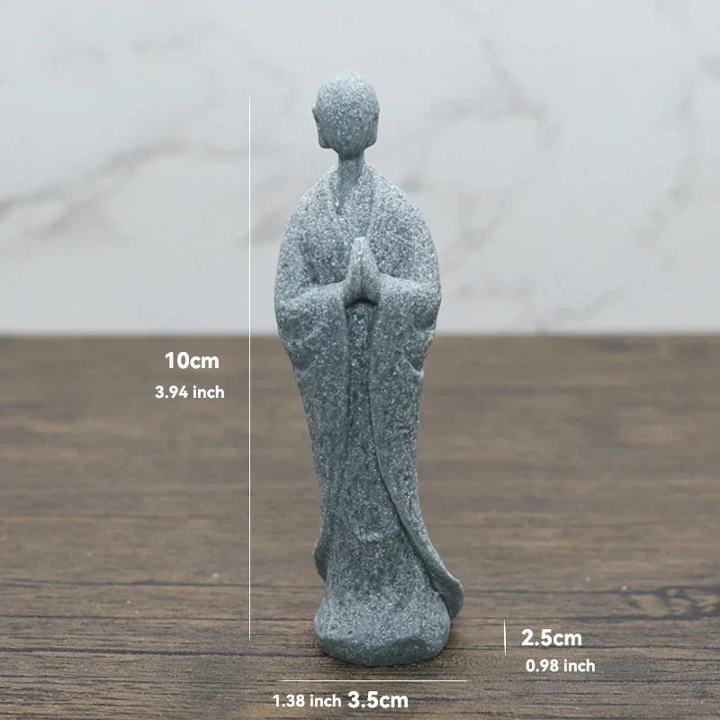 BowLift | Buddha Stone Statue Small Buddhist Monks Tibetan Buddhism Figures Zen Garden Ornament Meditation Home Aquarium Decoration