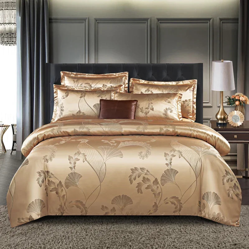 Satin Rayon Jacquard Duvet Cover Set 264x229cm – Luxury Summer Bedding for Comfortable Sleep &amp; Home Décor