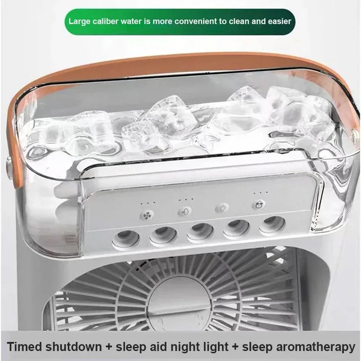 Portable USB Electric Fan with LED Night Light and Water Mist - 3-in-1 Air Humidifier for Home |