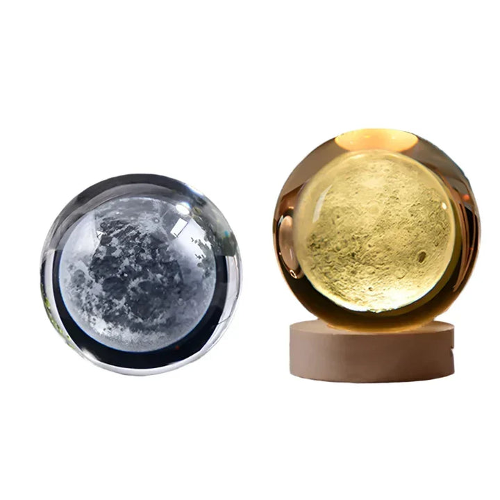 3D Crystal Night Light LED - Starry Sky Projector with Wooden Base, Romantic Lighting for Bedroom &amp; Gifts |