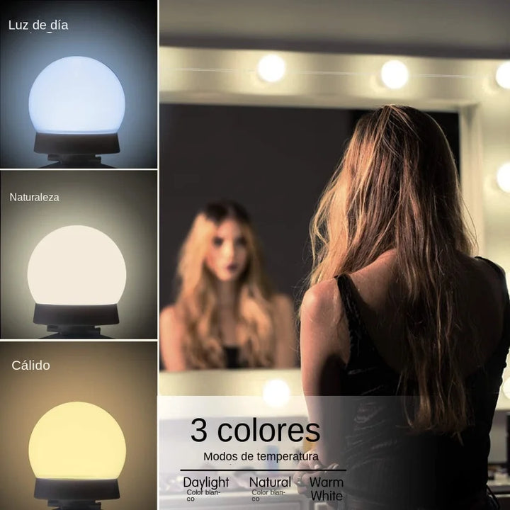 Glamora | LED Makeup Mirror Light Set | 10 Hollywood-Style Lamps | USB, Dimmable &amp; 3 colour Modes