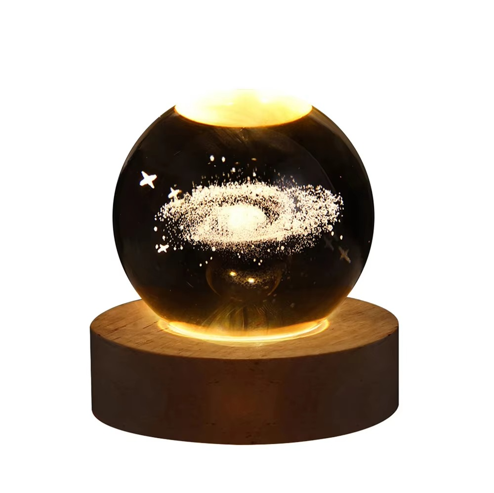 2.36 in RGB Crystal Ball Night Light with Milky Way and Moon - Cosmos-Inspired Bedside Decoration