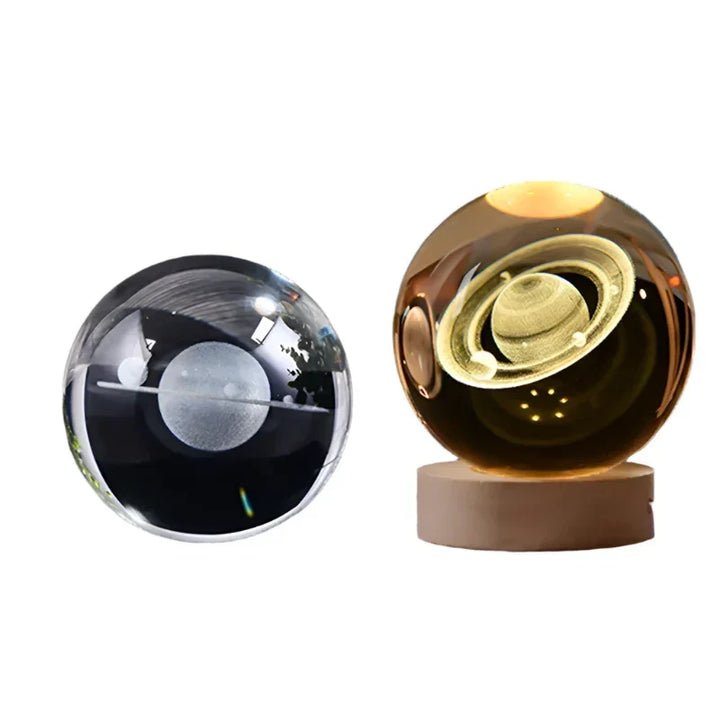 3D Crystal Night Light LED - Starry Sky Projector with Wooden Base, Romantic Lighting for Bedroom &amp; Gifts |