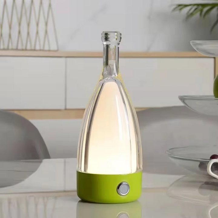 Wine Bottle Desk Lamp with Bluetooth Speaker – Rechargeable Modern Bedside Night Light
