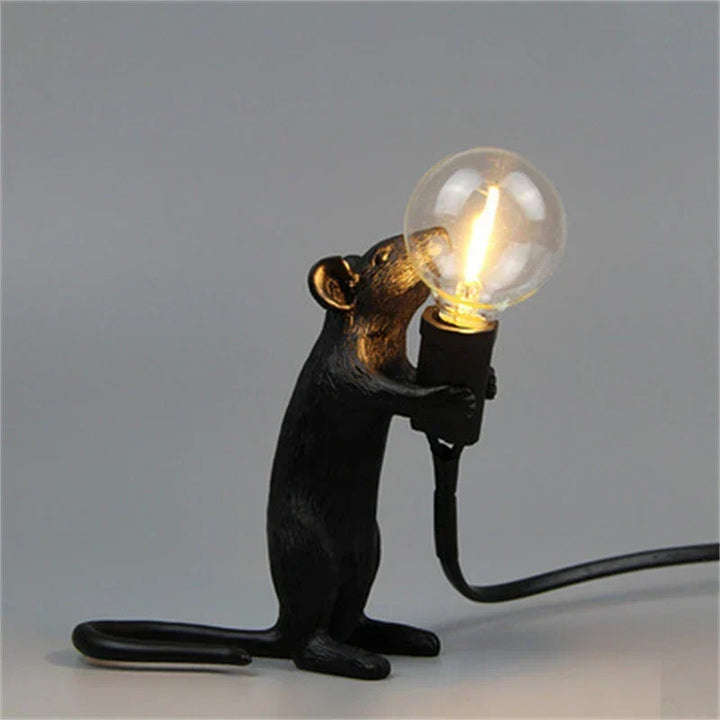 Modern LED Animal Table Lamps: Resin Rat, Cat, and Squirrel Night Lights