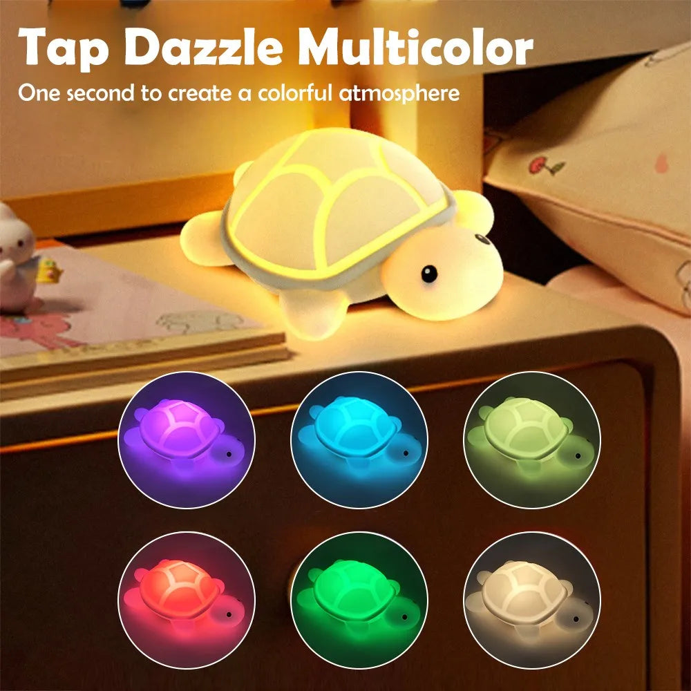ShellGlow LED Night Light | Cute Turtle | Soft Silicone | colour Change &amp; Warm Light | USB-C Rechargeable | 10.2 × 15.8 × 6.1 cm