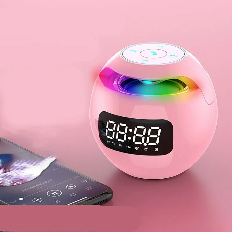 Digital LED Alarm Clock with Bluetooth Speaker &amp; colourful Night Light – Motion Sensor, Rechargeable, 5W Sound