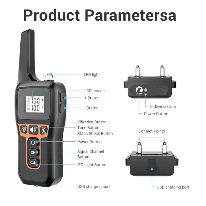 Rechargeable Electric Dog Training Collar with Remote &amp; 1000m Range – PetControl Bowlift