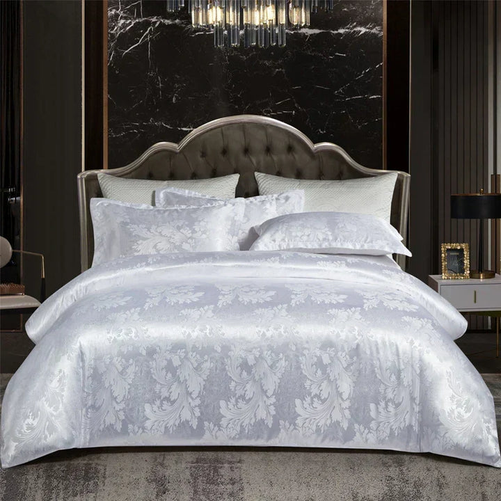 Satin Rayon Jacquard Duvet Cover Set 264x229cm – Luxury Summer Bedding for Comfortable Sleep &amp; Home Décor
