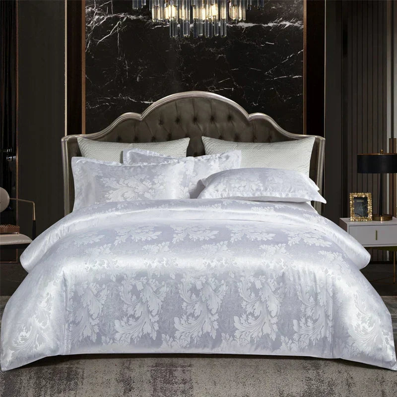 Satin Rayon Jacquard Duvet Cover Set 264x229cm – Luxury Summer Bedding for Comfortable Sleep &amp; Home Décor