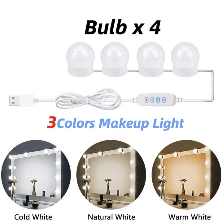 Glamora | LED Makeup Mirror Light Set | 10 Hollywood-Style Lamps | USB, Dimmable &amp; 3 colour Modes