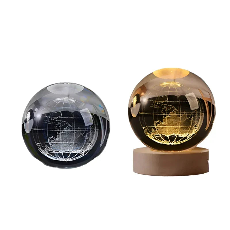 3D Crystal Night Light LED - Starry Sky Projector with Wooden Base, Romantic Lighting for Bedroom &amp; Gifts |