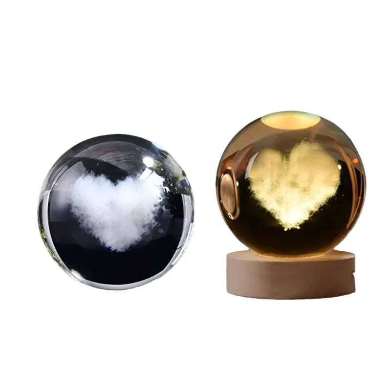 3D Crystal Night Light LED - Starry Sky Projector with Wooden Base, Romantic Lighting for Bedroom &amp; Gifts |