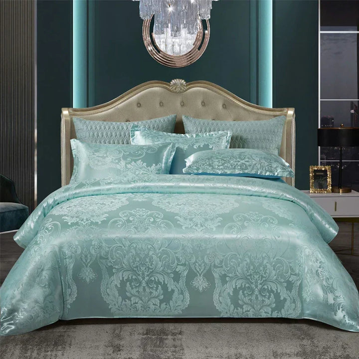 Satin Rayon Jacquard Duvet Cover Set 264x229cm – Luxury Summer Bedding for Comfortable Sleep &amp; Home Décor
