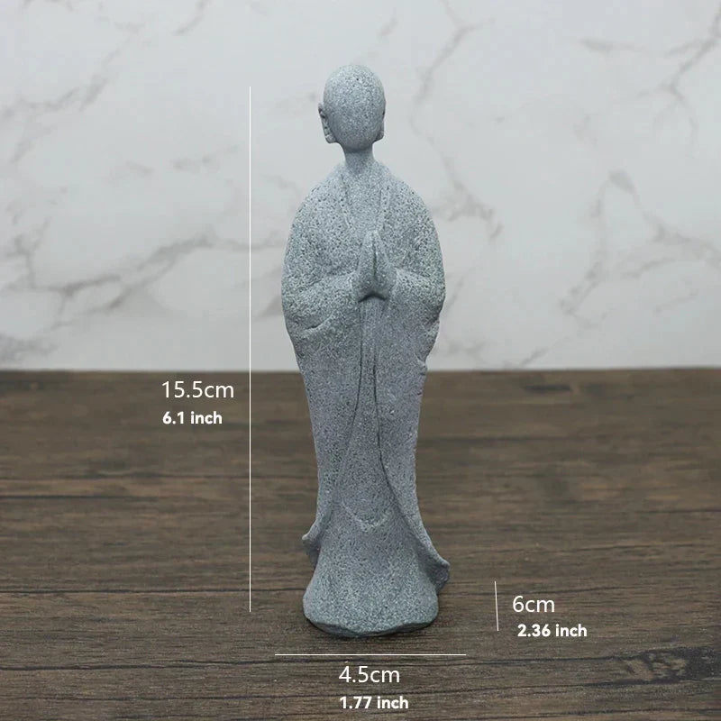 BowLift | Buddha Stone Statue Small Buddhist Monks Tibetan Buddhism Figures Zen Garden Ornament Meditation Home Aquarium Decoration