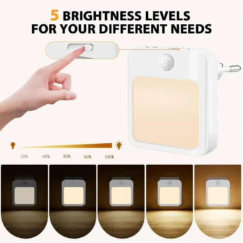 Sensilux Mini LED Night Light | With Motion Sensor | Warm &amp; Cool White | For Hallway, Bedroom &amp; Bathroom