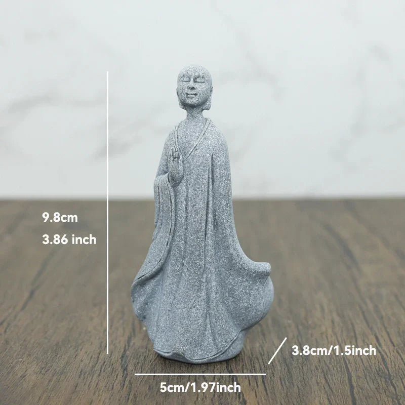BowLift | Buddha Stone Statue Small Buddhist Monks Tibetan Buddhism Figures Zen Garden Ornament Meditation Home Aquarium Decoration