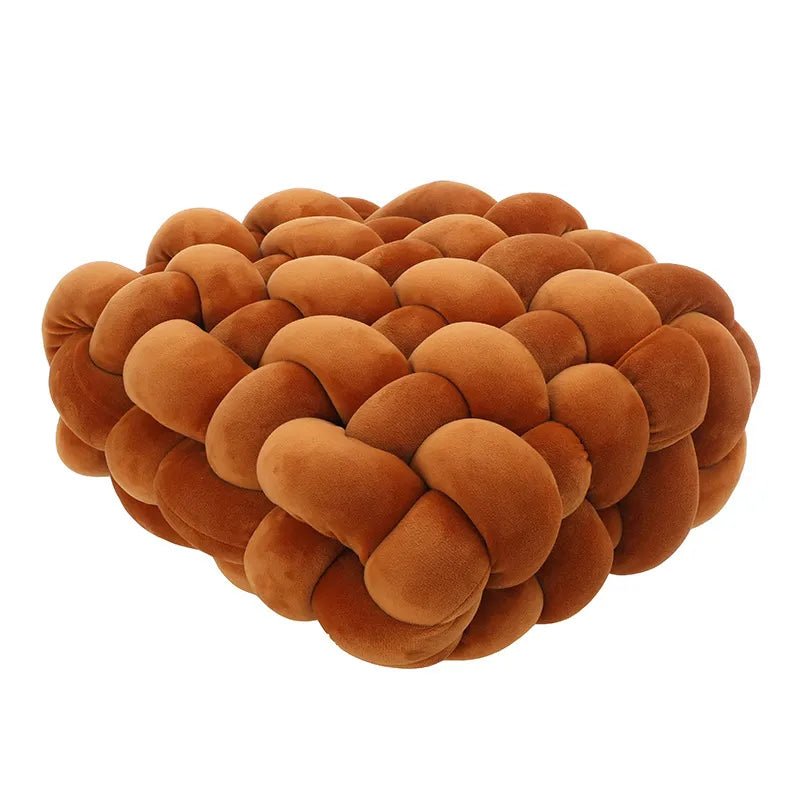 BowLift | Living Room Soft Plush Knot Pillow Sofa Pillow Solid Color Square Handwoven Home Throw Pillow Square Woven Seat Cushion Pillow