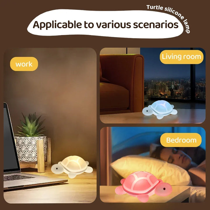 ShellGlow LED Night Light | Cute Turtle | Soft Silicone | colour Change &amp; Warm Light | USB-C Rechargeable | 10.2 × 15.8 × 6.1 cm