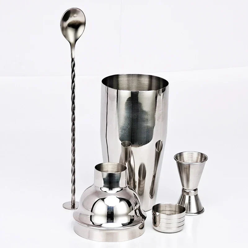 BowLift | 550 ml/750 ml Stainless Steel Cocktail Shaker Mixer Drink Bartender Set Bar Set Tools With Wine Rack Stand Tool for Birthday Gift