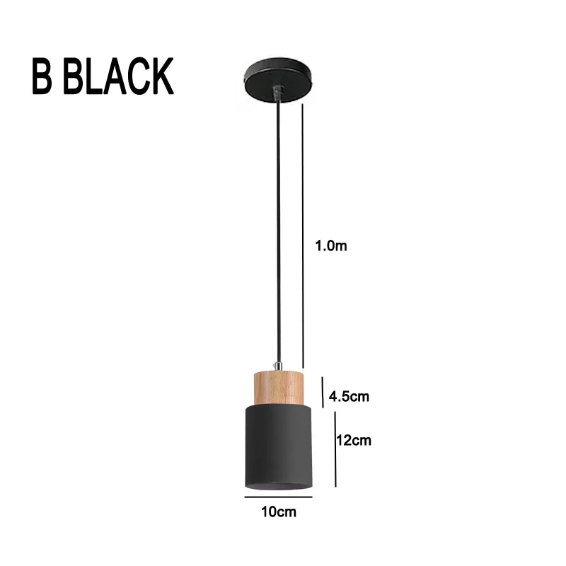 Nordic LED Pendant Lights Made of Metal and Wood - Modern Hanging Lamps for Dining Room and Kitchen