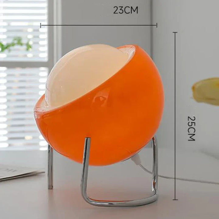 Aurivio Table Lamp | Glass &amp; Stainless Steel | Retro-Nordic Design | LED Night Light Beige/Orange | Ø21×H25 cm