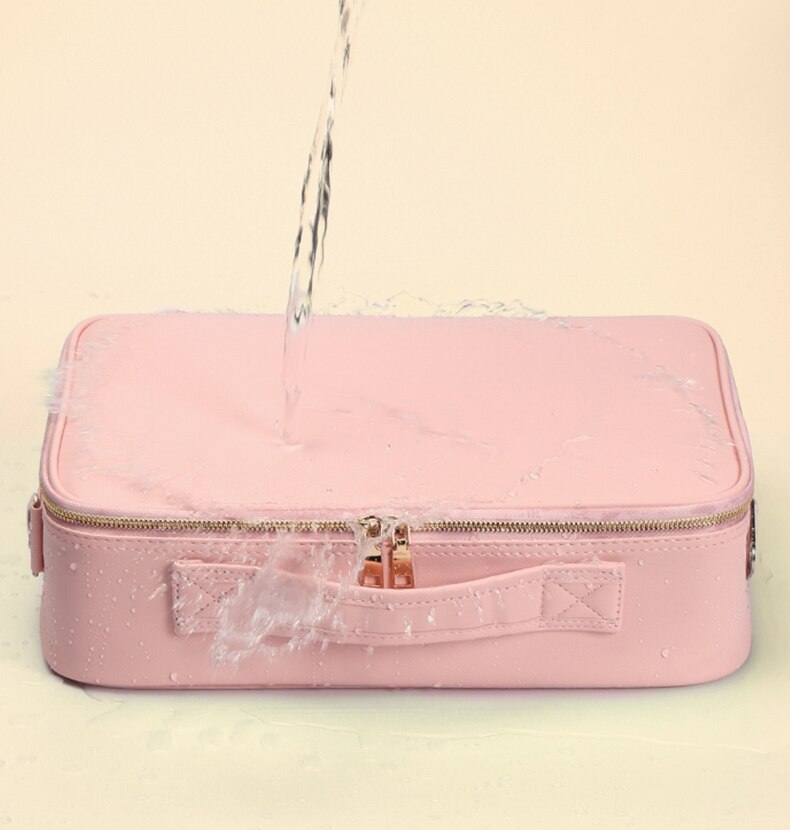 Portable Travel Makeup Case with LED Mirror &amp; Adjustable Light