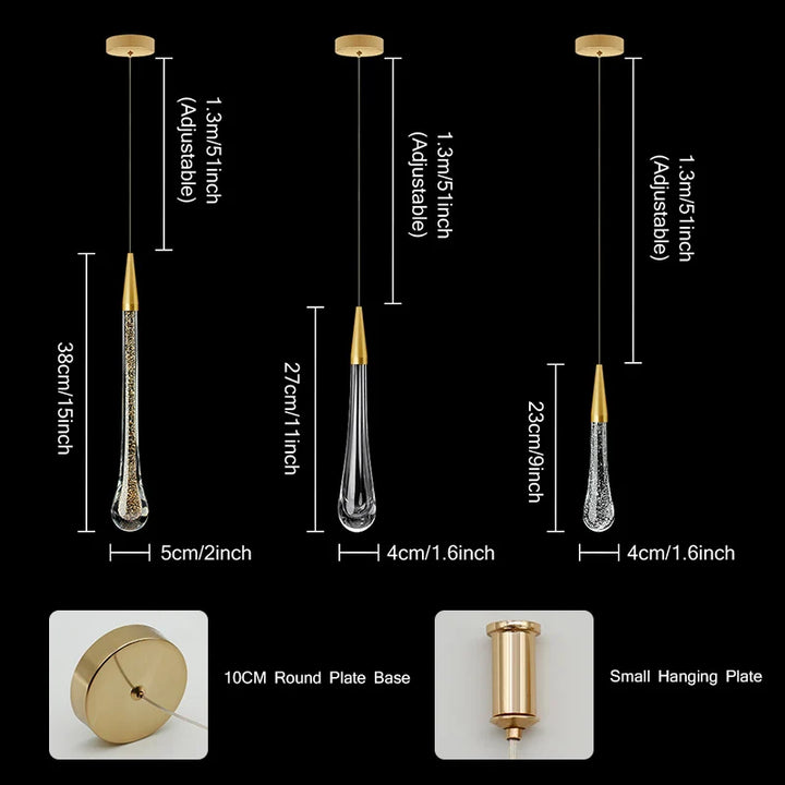 Crystal LED Pendant Lights: Perfect for Bedroom, Dining Room, Bar - Water Drop Chandelier, Stair Lamp for Interior Decoration