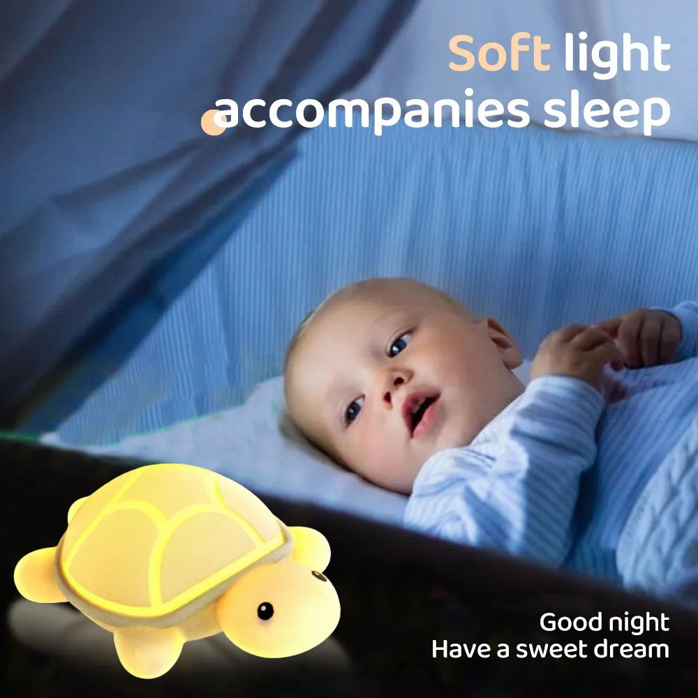 ShellGlow LED Night Light | Cute Turtle | Soft Silicone | colour Change &amp; Warm Light | USB-C Rechargeable | 10.2 × 15.8 × 6.1 cm