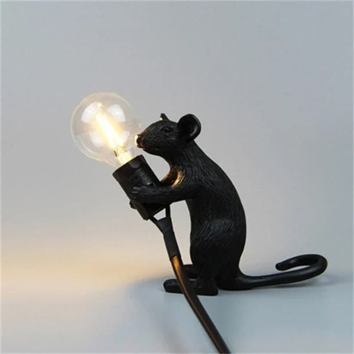 Modern LED Animal Table Lamps: Resin Rat, Cat, and Squirrel Night Lights