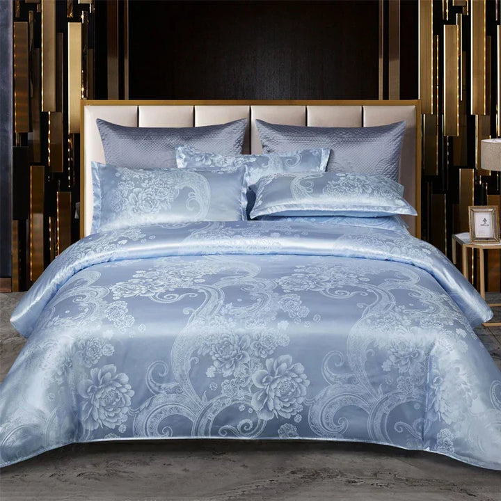 Satin Rayon Jacquard Duvet Cover Set 264x229cm – Luxury Summer Bedding for Comfortable Sleep &amp; Home Décor