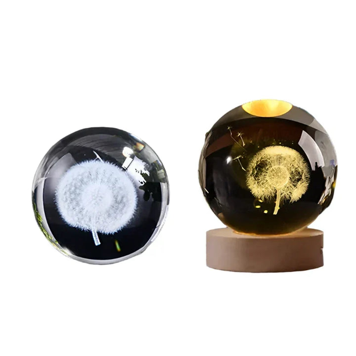 3D Crystal Night Light LED - Starry Sky Projector with Wooden Base, Romantic Lighting for Bedroom &amp; Gifts |