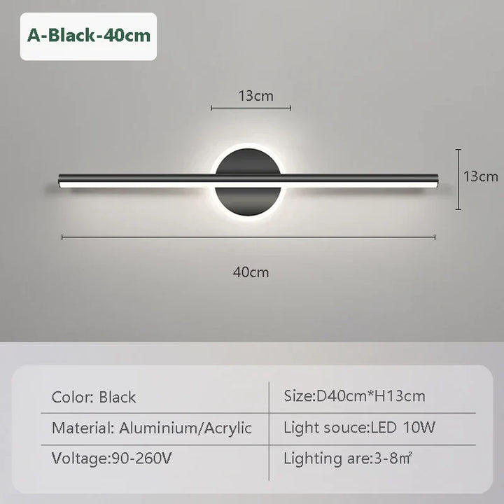LED Wall Light LineaLux | Black &amp; Gold | 40/60/80 cm | Warm, Cold &amp; Three-colour Light | Modern Mirror &amp; Wall Lighting