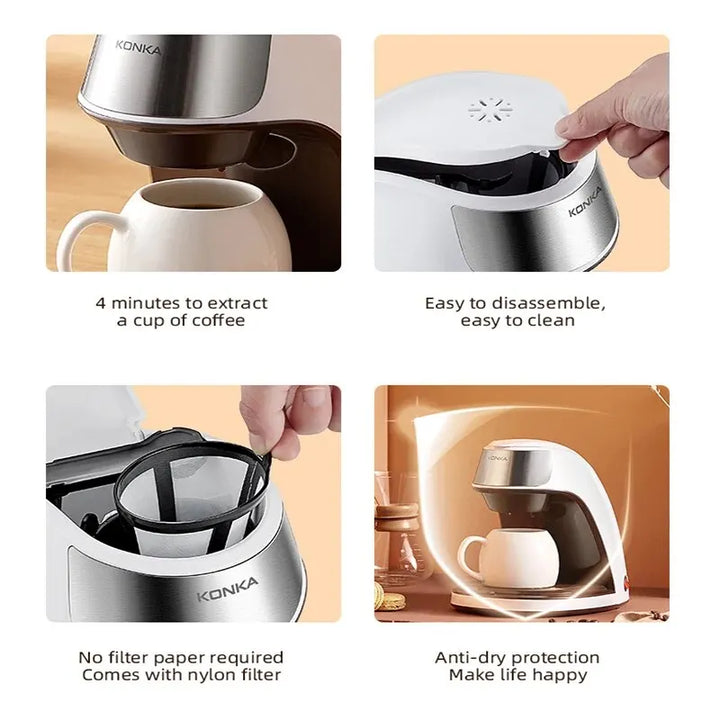 BowLift | KONKA Coffee Machine 2 in 1, Tea and Coffee Powder, Multiple Drops, Cafeteria, Quick Heating, Office and Home, 220 V, Easy to Use