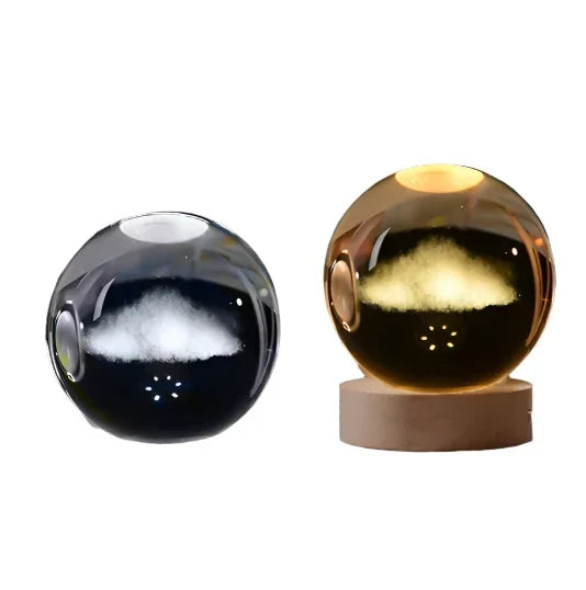 3D Crystal Night Light LED - Starry Sky Projector with Wooden Base, Romantic Lighting for Bedroom &amp; Gifts |