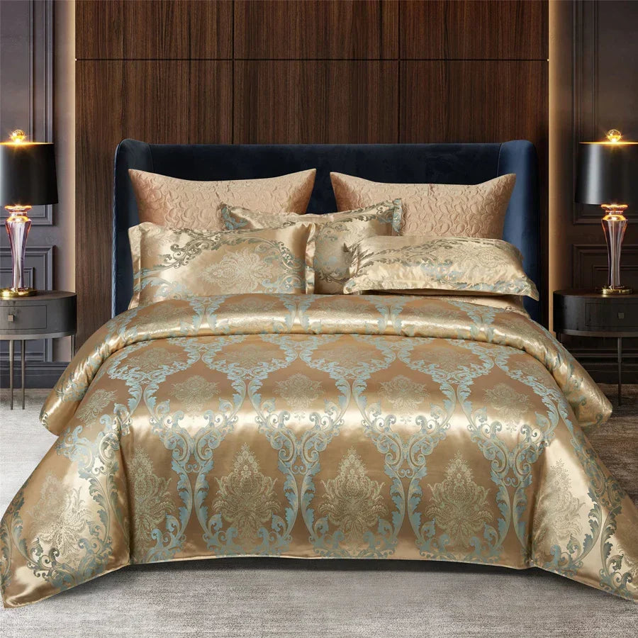 Satin Rayon Jacquard Duvet Cover Set 264x229cm – Luxury Summer Bedding for Comfortable Sleep &amp; Home Décor