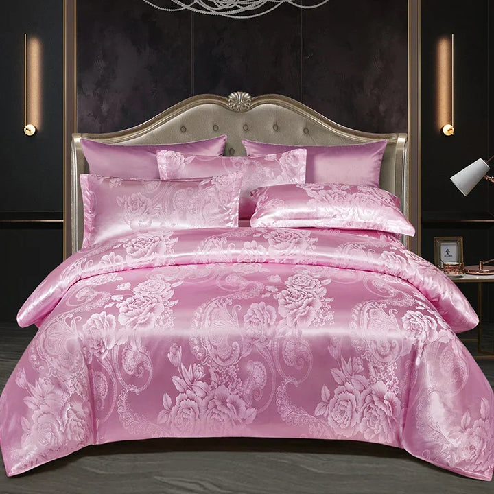 Satin Rayon Jacquard Duvet Cover Set 264x229cm – Luxury Summer Bedding for Comfortable Sleep &amp; Home Décor
