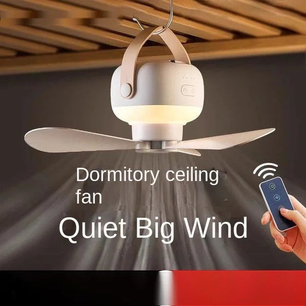 Portable Wireless Mini Ceiling Fan – USB Fan with Remote Control, Stand, Night Light for Home, Outdoor &amp; Camping |