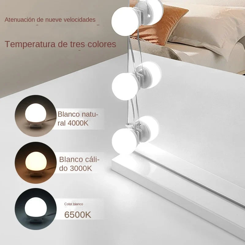 Glamora | LED Makeup Mirror Light Set | 10 Hollywood-Style Lamps | USB, Dimmable &amp; 3 colour Modes