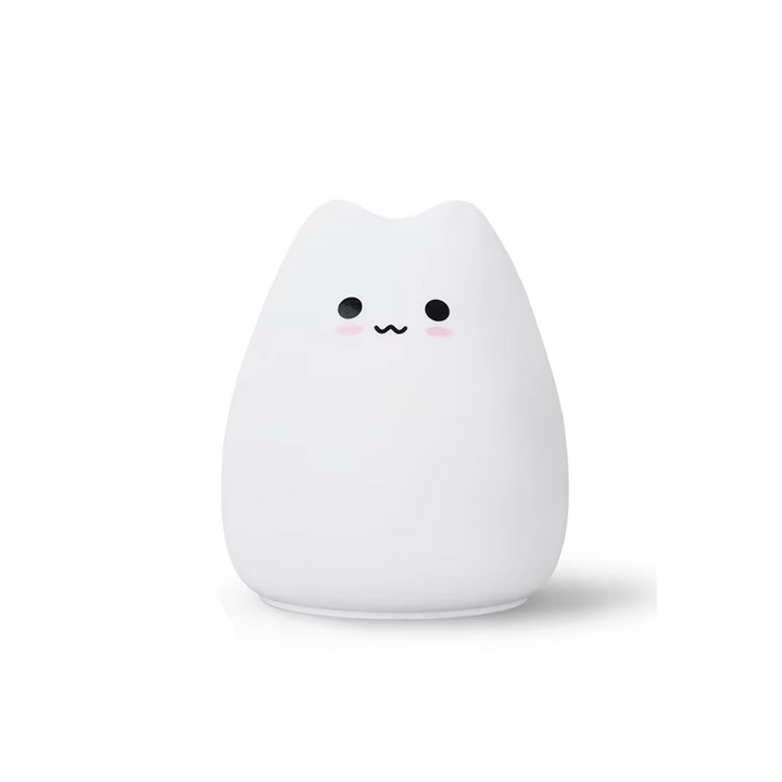 Charming Cat Silicone Night Light with 7-colour Touch Sensor