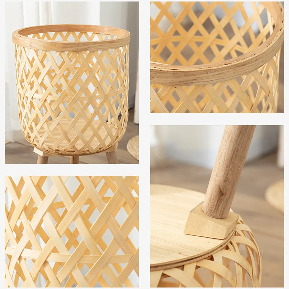 BowLift | Handcrafted Bamboo Woven Flower Pot with Stand Plant Flower Display Storage Stand DIY Storage Children&