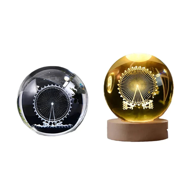 3D Crystal Night Light LED - Starry Sky Projector with Wooden Base, Romantic Lighting for Bedroom &amp; Gifts |